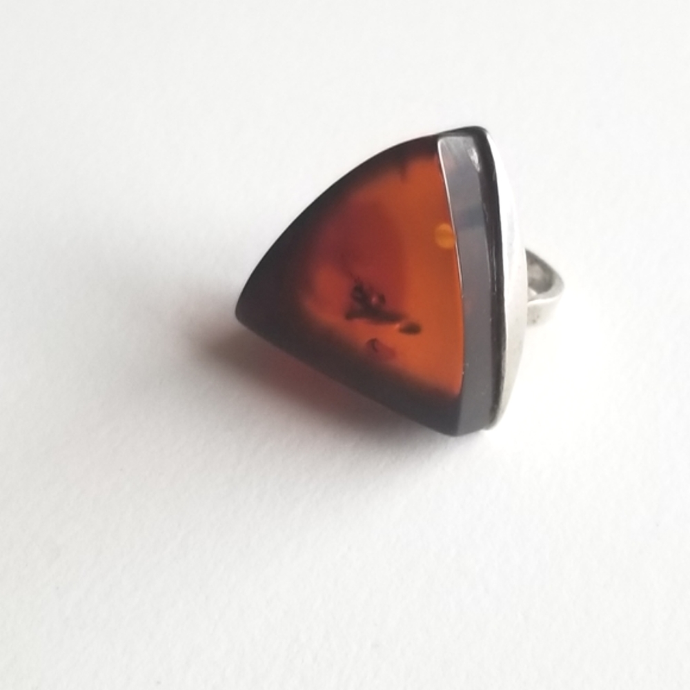 Rare Baltic Amber Modernist Ring